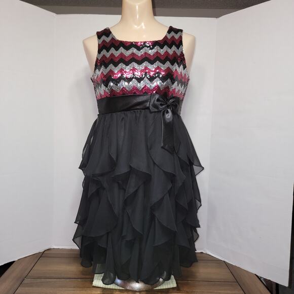 American Princess Girls Party Dress w/ Sequin Top, Multi-Layer Skirt - Size 14 - Picture 1 of 10